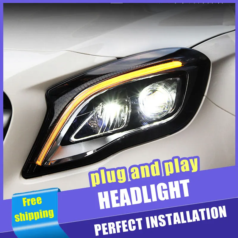 

2PCS Car Style LED headlights for Benz GLA 17-19 for GLA head lamp all LED DRL Lens Double Beam H7 HID Xenon bi xenon lens