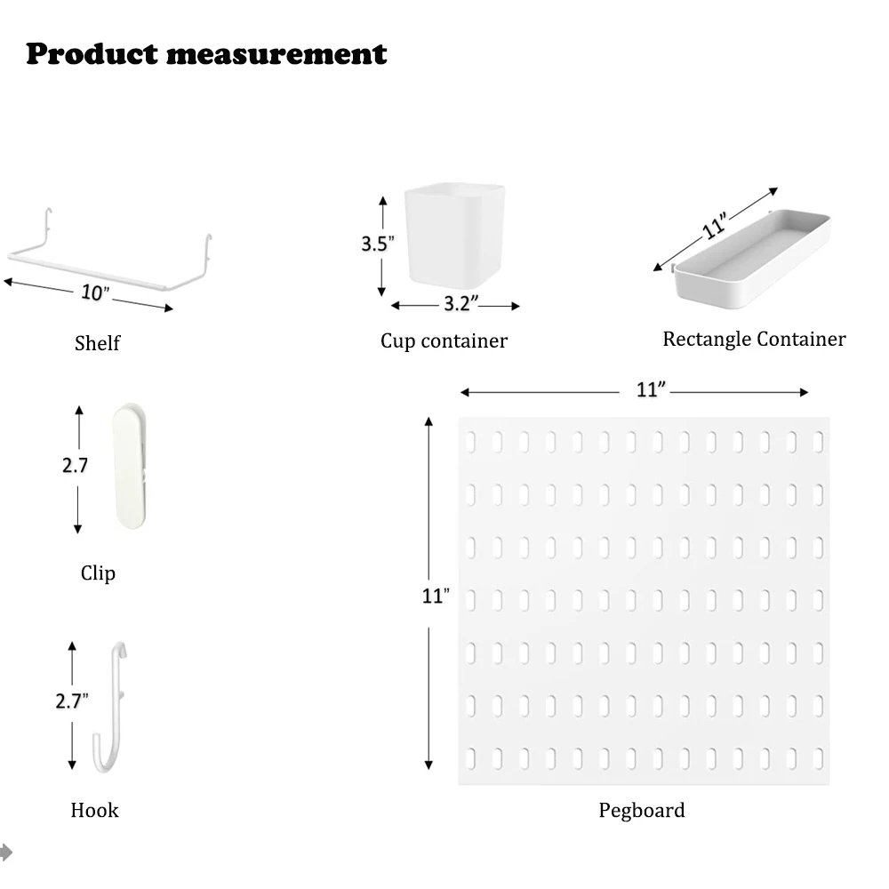 Nafenai Kit de organizador de pared con combinación de tablero perforado,  tablero perforado de 4 piezas y 11 accesorios colgantes modulares, kits de  panel de tablero perforado para montaje en pared, organizador