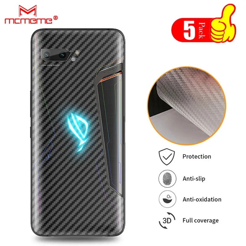 

5 pcs For Asus ROG Phone 2 ZS660KL 3D Carbon Fiber Protective Back Film For Asus ROG Phone2 Back Screen Protector Film Sticker
