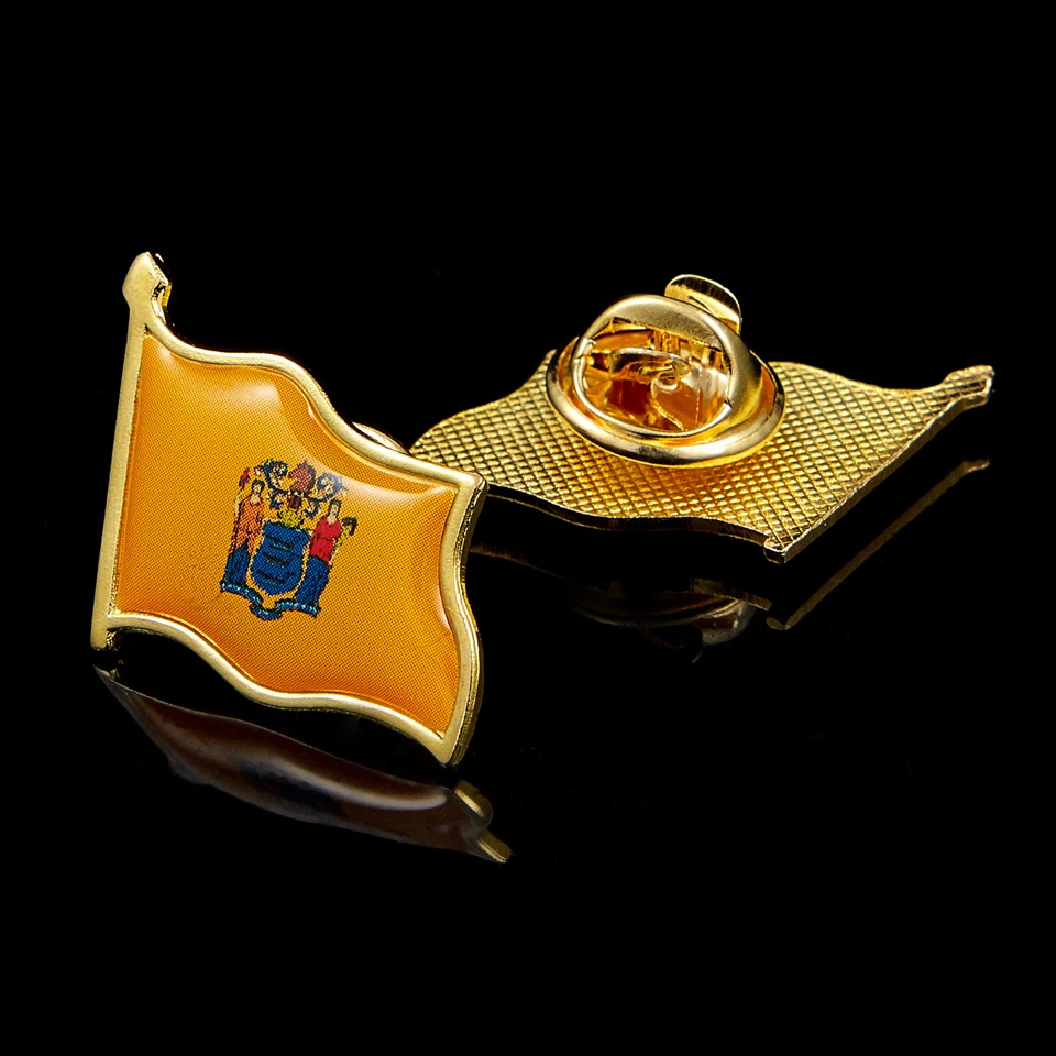 State of New Jersey USA Flag Lapel Pins Patriotism Gold Plated Multicolor Waving Pin&Brooch