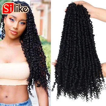 

Silike Passion Twist 18 inch Fluffy Pre-Twist Black Pre Stretched Ombre Braiding Hair Synthetic Crochet Braids Hair Extension