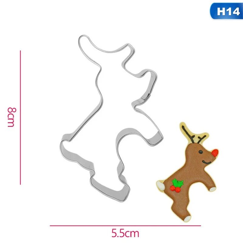 Stainless Steel Biscuit Mould Santa Claus Shape Fondant Cake Mold DIY Sugar Craft Xmas 3D Pastry Cookie Cutters Cake Tools - Color: 14