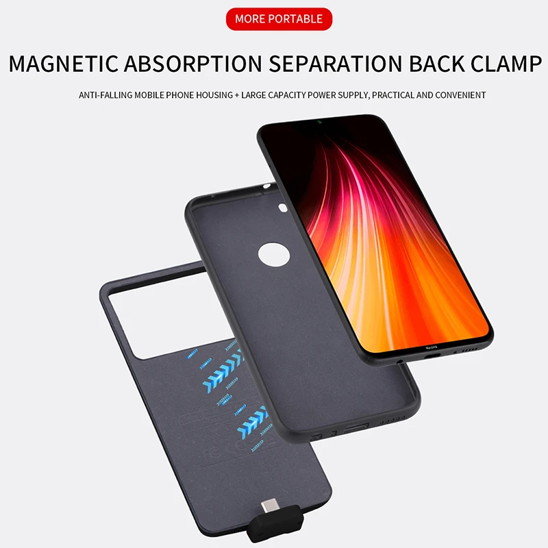 Aroay 7000 мА/ч, Батарея чехол для Xiaomi Redmi note 8 Батарея Зарядное устройство расширенное резервирование Мощность банк чехол для телефона Redmi note 8 Pro