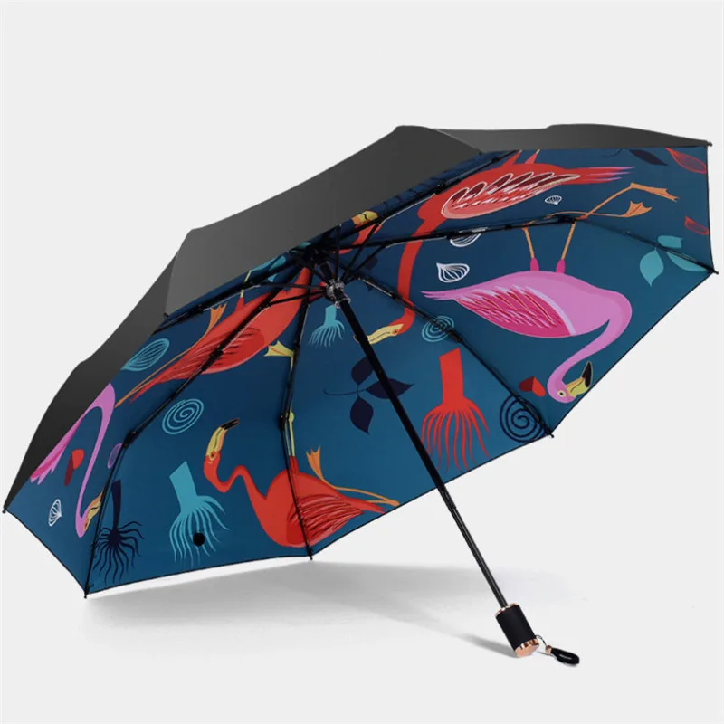 Зонт с красочным фламинго защита от ультрафиолета ветрозащитный складной