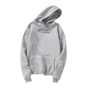 

Unisex Autumn Winter New Long Loose Plus Velvet Hooded Solid Color Long-sleeved Sweatshirt