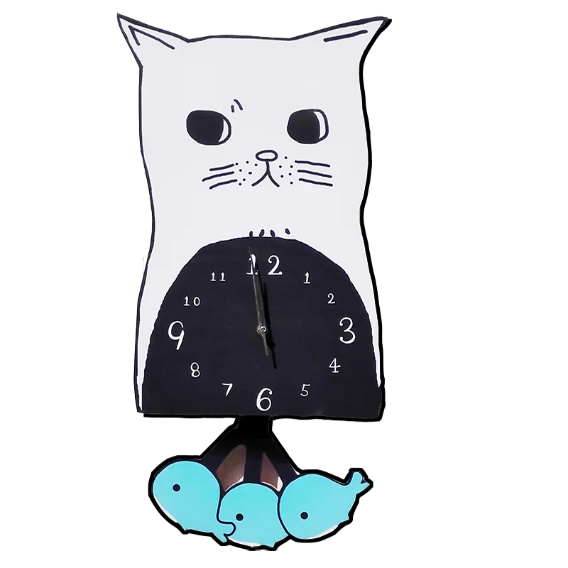 Качающийся маятник часы индивидуальность немой искусство модные креативные гостиная маятниковые часы Кошка Животное милые часы деревянные часы настенные
