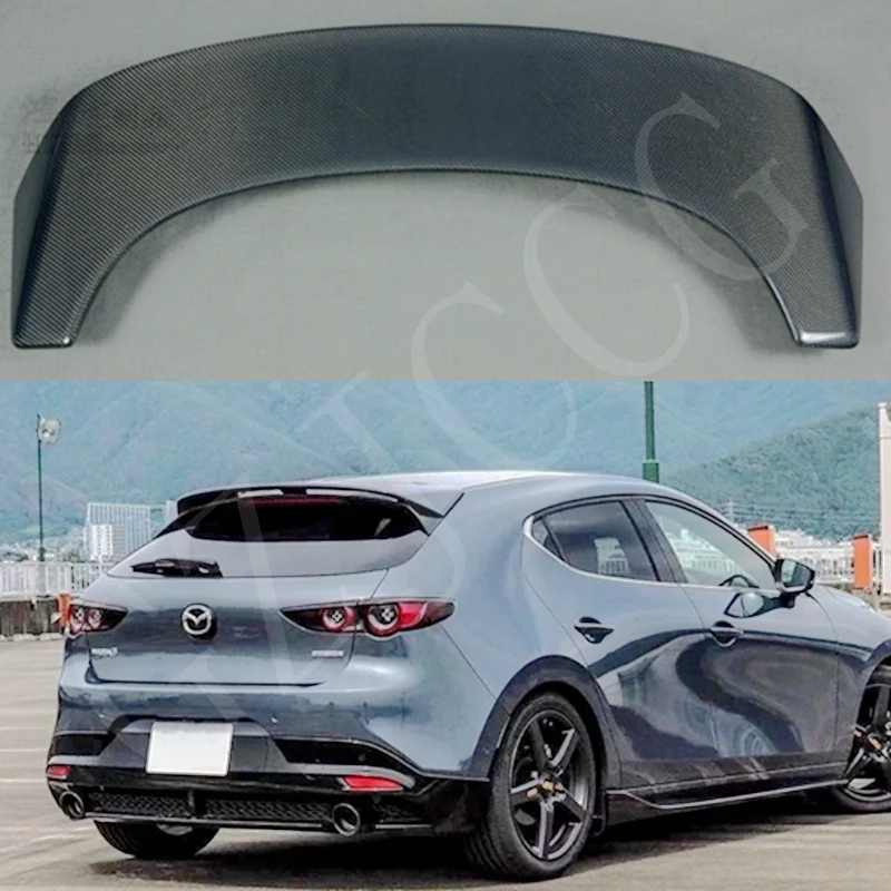 

For Mazda 3 Axela Hatchback 2020 Car Styling FRP+ Carbon Fiber Rear Spoiler Wing Tail Trunk Lid Cover Auto Decoration