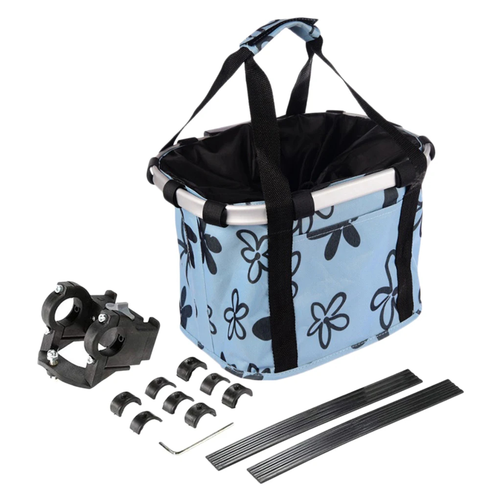 Collapsible Bike Basket, Multi-Purpose Detachable Bicycle Front Basket for Pet, Shopping, , Camping and Outdoor