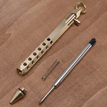 Тактическая ручка для спорта на открытом воздухе, походов, экстренных ситуаций, латунная сталь, принадлежности для самообороны с подвесным кольцом, атака на голову