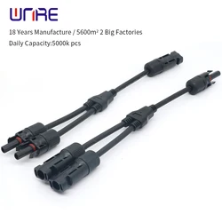 2 to 1 Y Branch Parallel Connection 50A 1000V Electrical Solar Connector Photovoltaic Solar Panel Cable Wire Connect