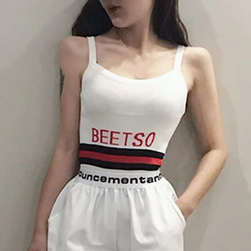 Womem, базовый короткий топ с буквенным принтом, женский сексуальный топ без рукавов, Одноцветный топик, женские топы, стрейчевая тонкая кофточка, топ, футболка, Femme