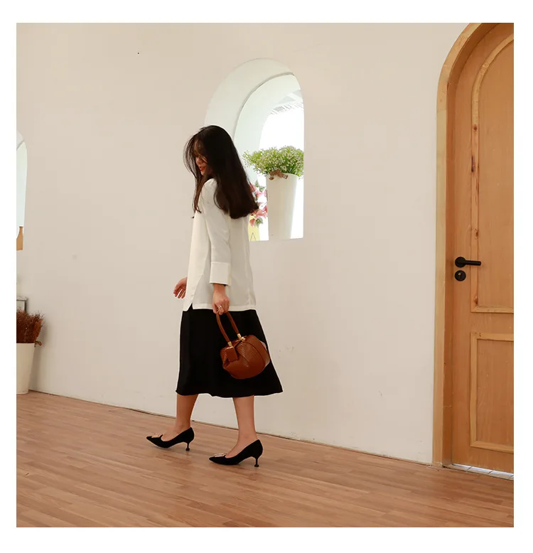 Fashion Catwalk Show Handbag Women New Ladies Genuine Leather Round Ball Hand Bag