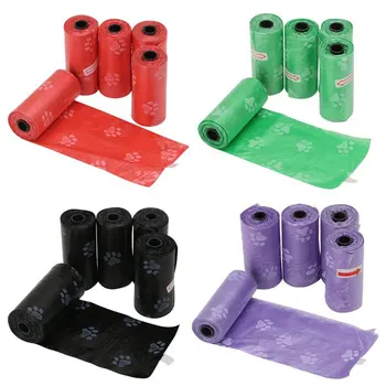 

Roll Degradable Pet Dog Waste Poop Bag With Printing Doggy Excrement Bag 1Lot/5pcs Pick Up Poop Bag 1