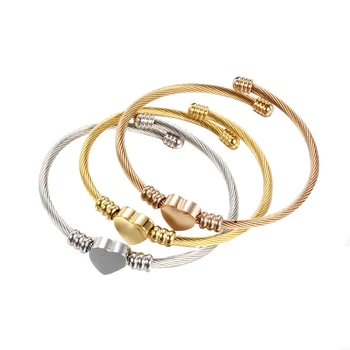 

Fashion Jewelry Ladies Bracelet Stainless Steel Twisted Pair Metal Wire Charm Bracelet Bracelet Gift 1Set 3 Colour