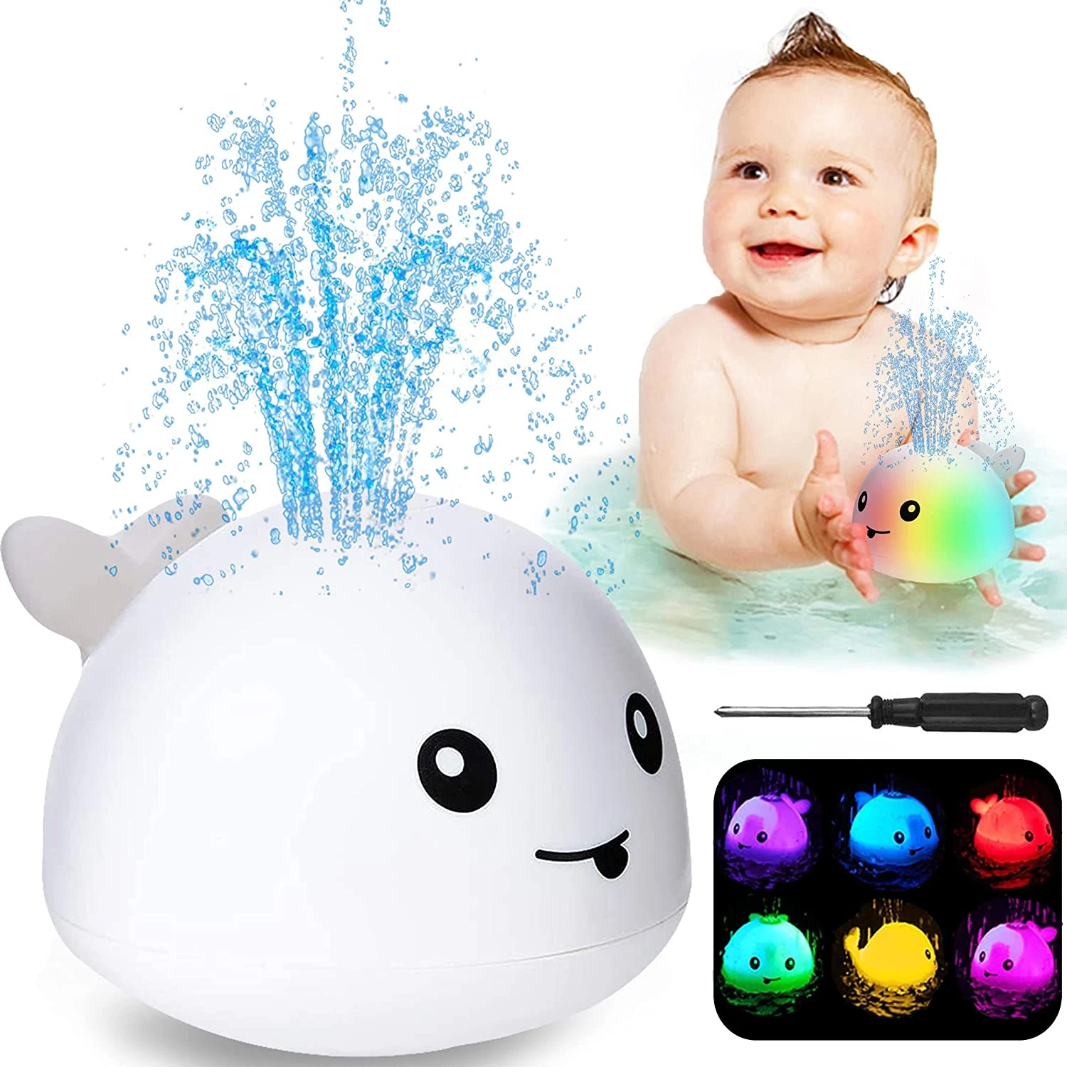 Zhenduo Baby Bath Toys Whale Automatic Spray Water Bath Toy With Led