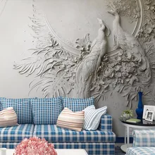 Diantu пользовательские обои 3D трехмерное тиснение Павлин ТВ диван фон стены гостиной спальни росписи 3d обои