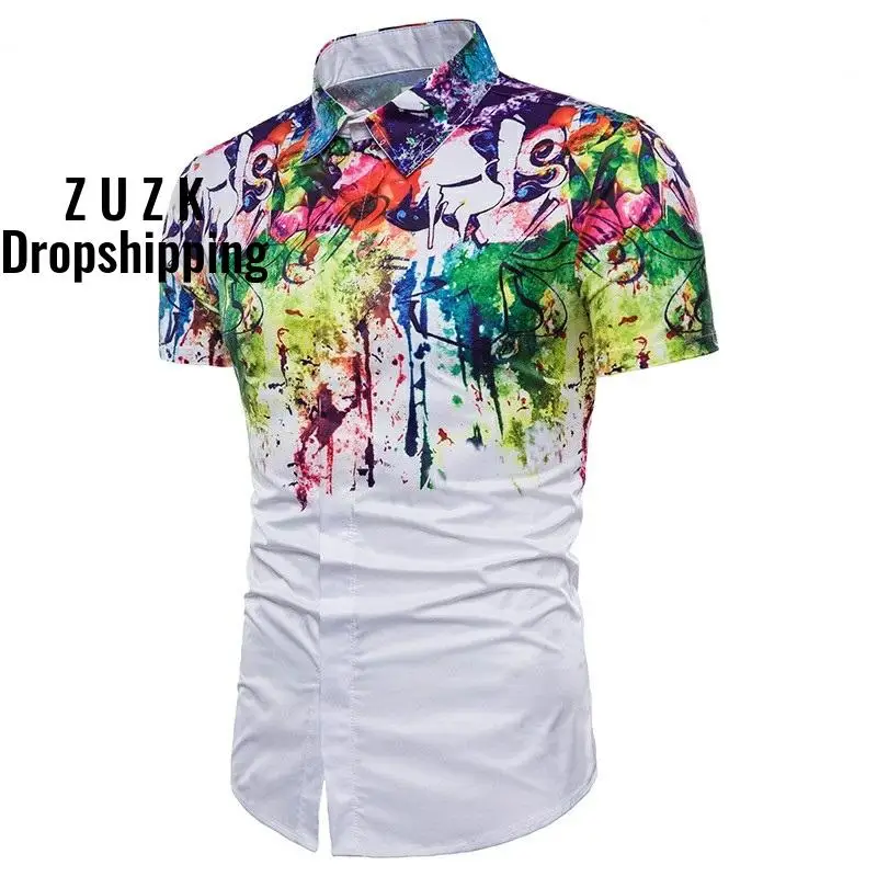 

Drop ShippingMens Shirt New Shirt Short Sleeve Male Shirt Summer Style Turn-down Collar Casual Shirts Breathable Cloth