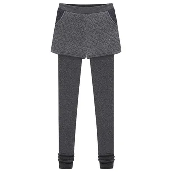 

Autumn Winter Leggings Women Casual Two Piece In One Plush Quilt Pants Two Fake In One Large Size 6XL Maternity