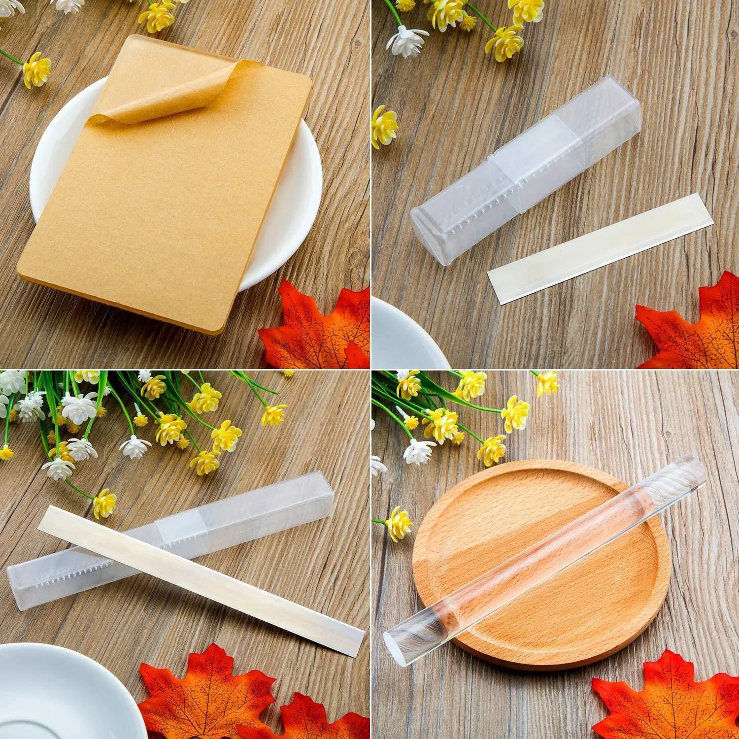 Polymer Clay Tool Flexible Carbon Steel Cutter Blade Acrylic Roller Sheet Backing Board for DIY Shaping Modelling Sculpting Tool