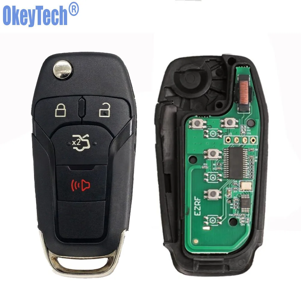 

OkeyTech 315Mhz 49 Chip N5F-A08TAA 4 Button Remote Control Car Key Uncut HU101 for Ford Fusion 2013-2016