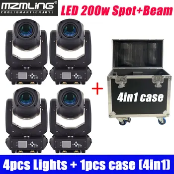 

4PCS Lights + 1PCS Flight Case Led 200w 2in1 RGBW Beam/Spot Light DMX512 Moving Head Light DJ /Bar /Party /Show /Stage Light