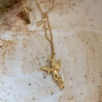 

Korean Style Light Luxury Celi French Wind Ornament Ins Non-Mainstream Minimalist Sterling Silver Mini Angel Necklace