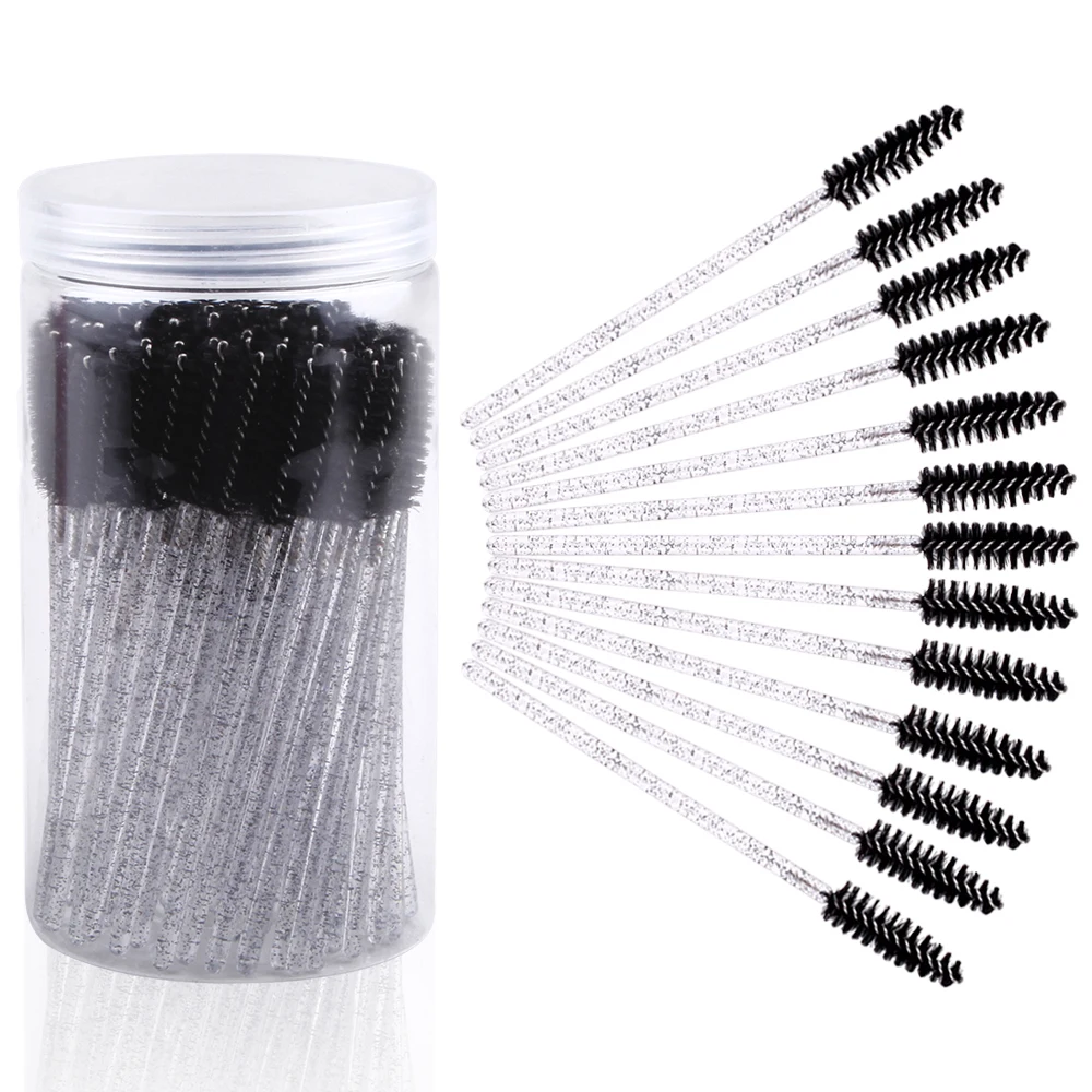 

100Pcs Eyelash Brushes Crystal Disposable Applicators Eye Makeup Eyebrow Brush Cosmetics Spoolie Eyelash Extension Makeups Tools