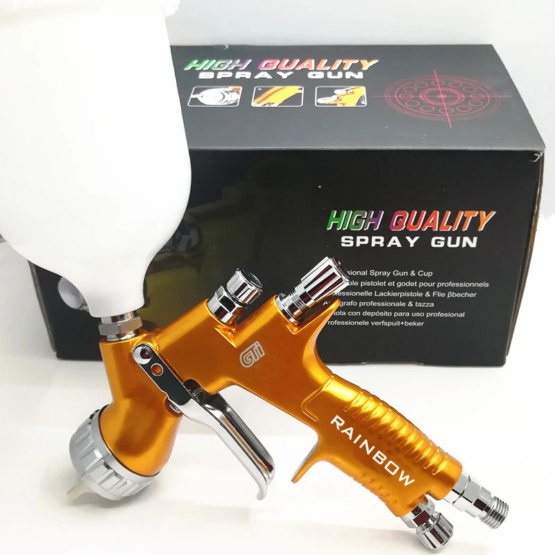 

Professional Sparyer GTI PRO LITE GOLD /BLACK 1.3/1.8mm w/t TANK LVMP Car Paint Tool Pistol Spray Gun environmental protection