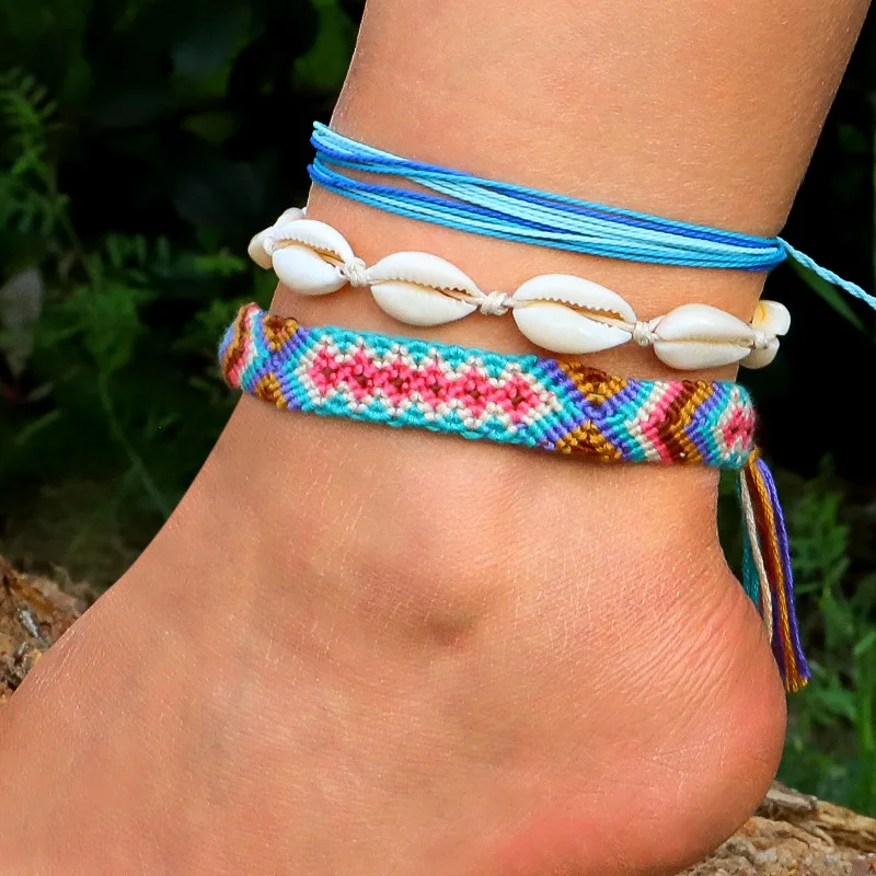 3pcs/set Bohemian Thread Bracelet Beach Foot Shell Anklet Handmade String Cord Woven Leg Bracelets For Women Men Summer Jewelry 3pcs/set Bohemian Thread Bracelet Beach Foot Shell Anklet Handmade String Cord Woven Leg Bracelets For Women Men Summer Jewelry