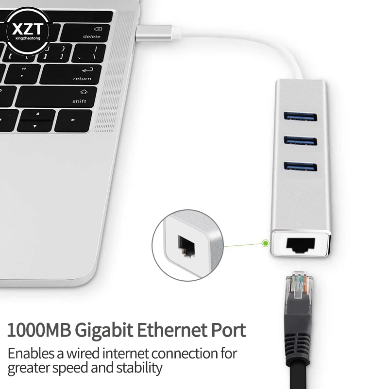 USB C HUB Gigabit Ethernet Rj45 Lan Adapter Type to 3.0 10/100/1000 Internet Network Card for MacBook ChromeBook | Компьютеры и офис
