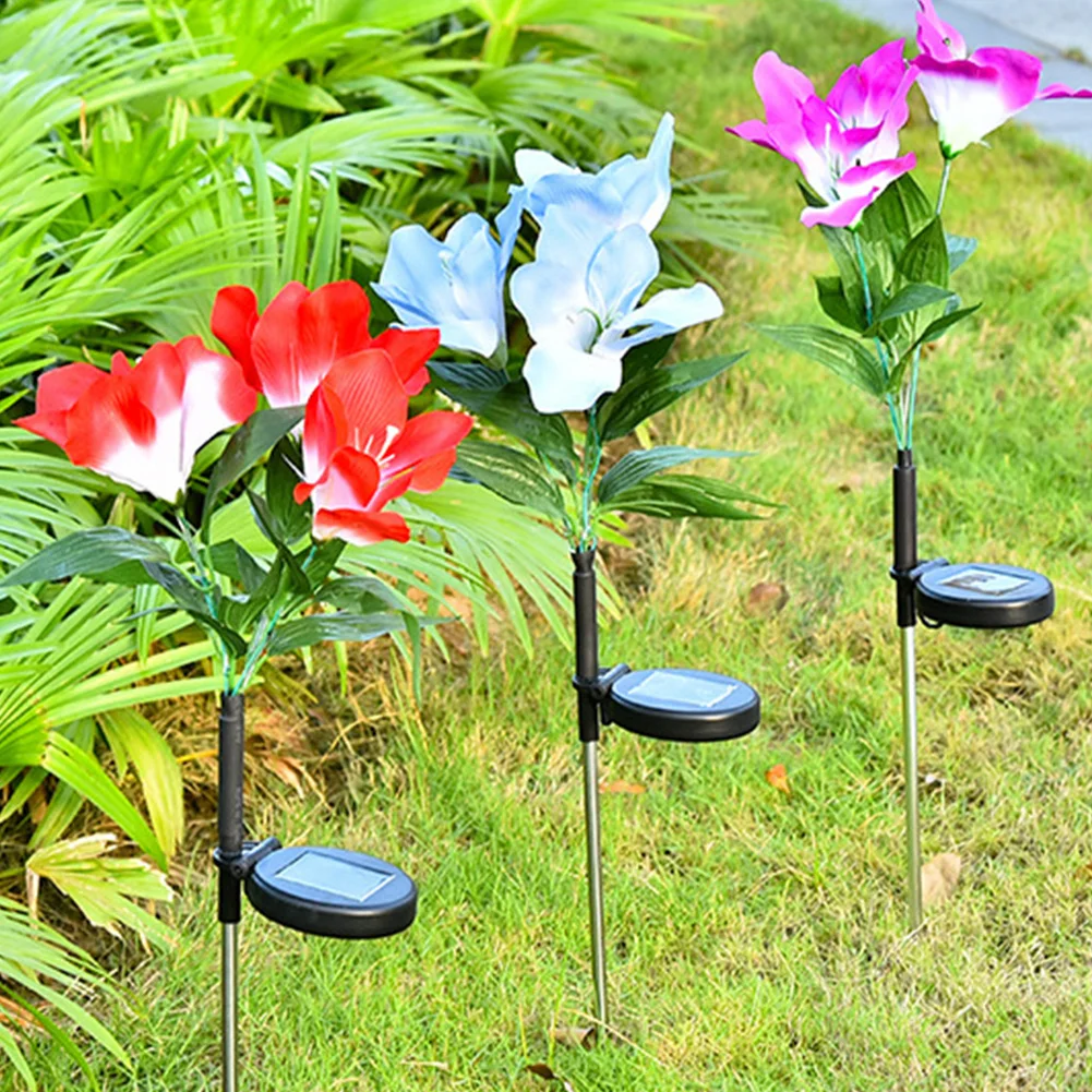 

Outdoor Color Changing Festival Flower Shape Patio Lamp Waterproof Yard Solar Light Clivia Ground Insert Garden Decoration Led