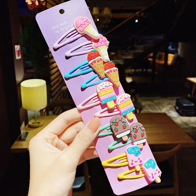 10PCS/Set New Girls Cute Cartoon Ice Cream Unicorn Hair Clips Kids Lovely Hairpins Headband Barrettes Fashion Hair Accessories 16