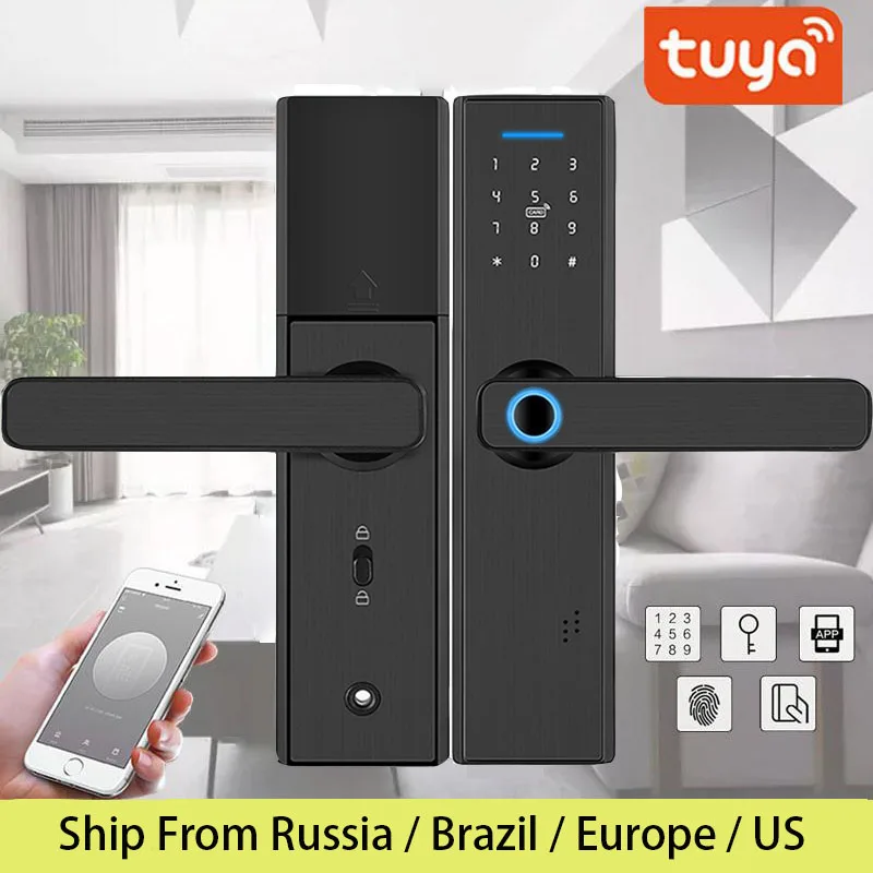 Tuya WIFI смарт-дверь lcok отпечатков пальцев смарт-Блокировка Пароль RFID карты