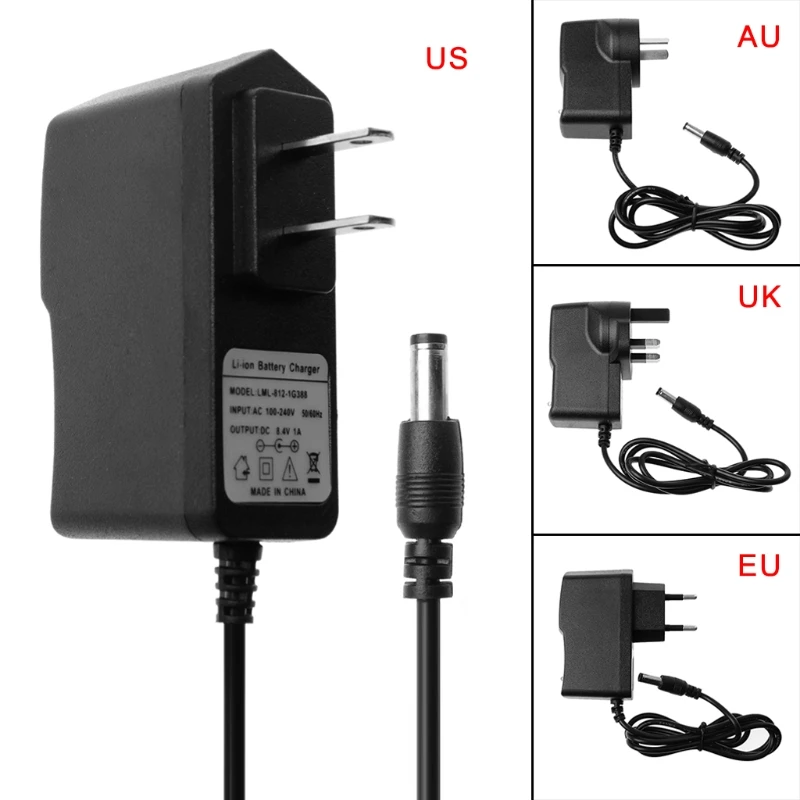 

8.4V 1A Power Supply Charger Adapter For Bike T6 P7 LED Light EU US AU UK Plug
