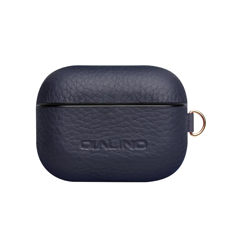 Blue QIALINO, мягкий чехол из натуральной кожи для Apple AirPods Pro, ручной работы, противоударный чехол для наушников, чехол для Airpods 3, ультратонкая сумка - Цвет: Blue