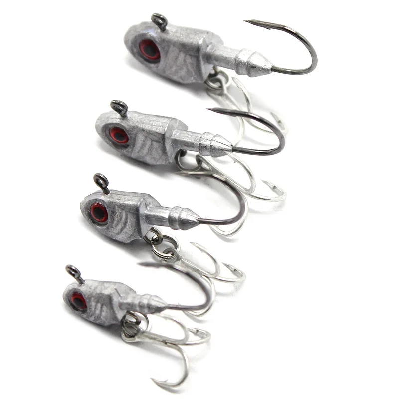 5PCS 3.5g-33g Jig Head Hook Fish Shape Carbon Steel  Head Fishing Hooks With Treble Fishing Hooks Soft Worm Fishing Accessories 2