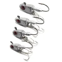 5PCS 3.5g-33g Jig Head Hook Fish Shape Carbon Steel  Head Fishing Hooks With Treble Fishing Hooks Soft Worm Fishing Accessories 2