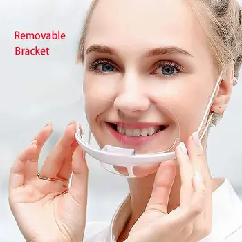 

1Pcs Reused Transparent Face Shield Anti-fog Mask Plastic Chef Anti-Fog Anti-Spit Mouth Cover Mascarilla Removable Bracket