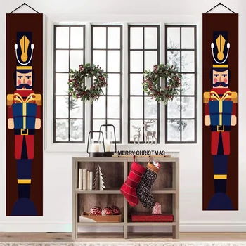 

1Set Nutcracker Soldier Banner Xmas Decor For Home Merry Christmas Door Decor 2020 Xmas Ornament Happy New Year 2021 Navidad