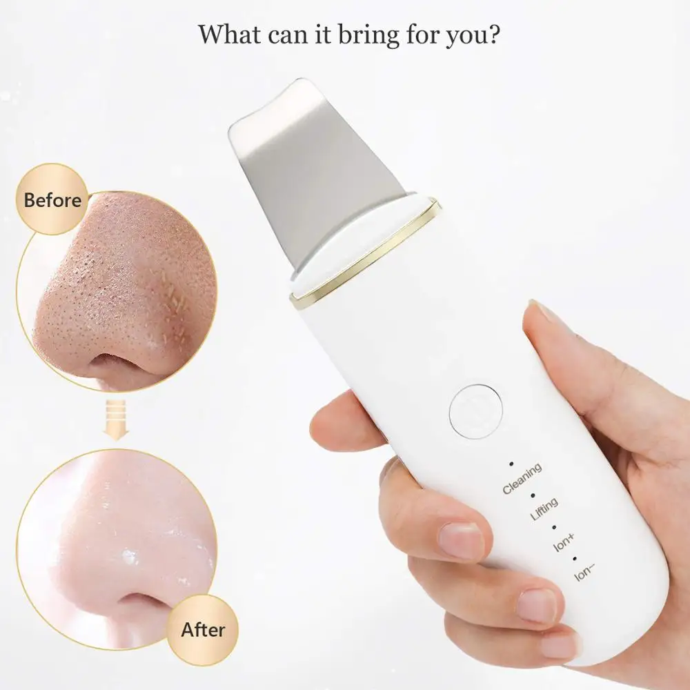 

Professional Ultrasonic Facial Skin Scrubber Ion Deep Face Cleaning Peeling Rechargeable Skin Care Device Beauty Instrument