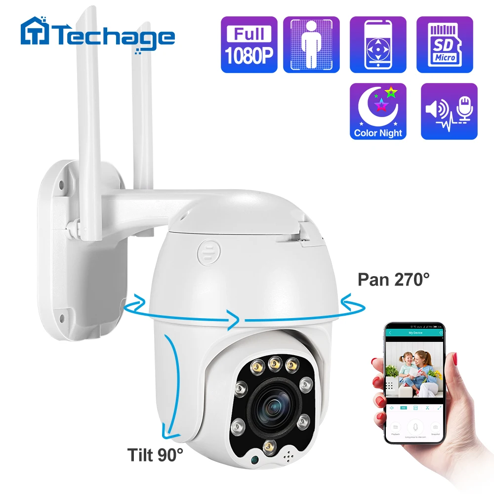 Techage 1080P панорамирования/наклона 4x оптический зум камеры PTZ IP Камера Ночное