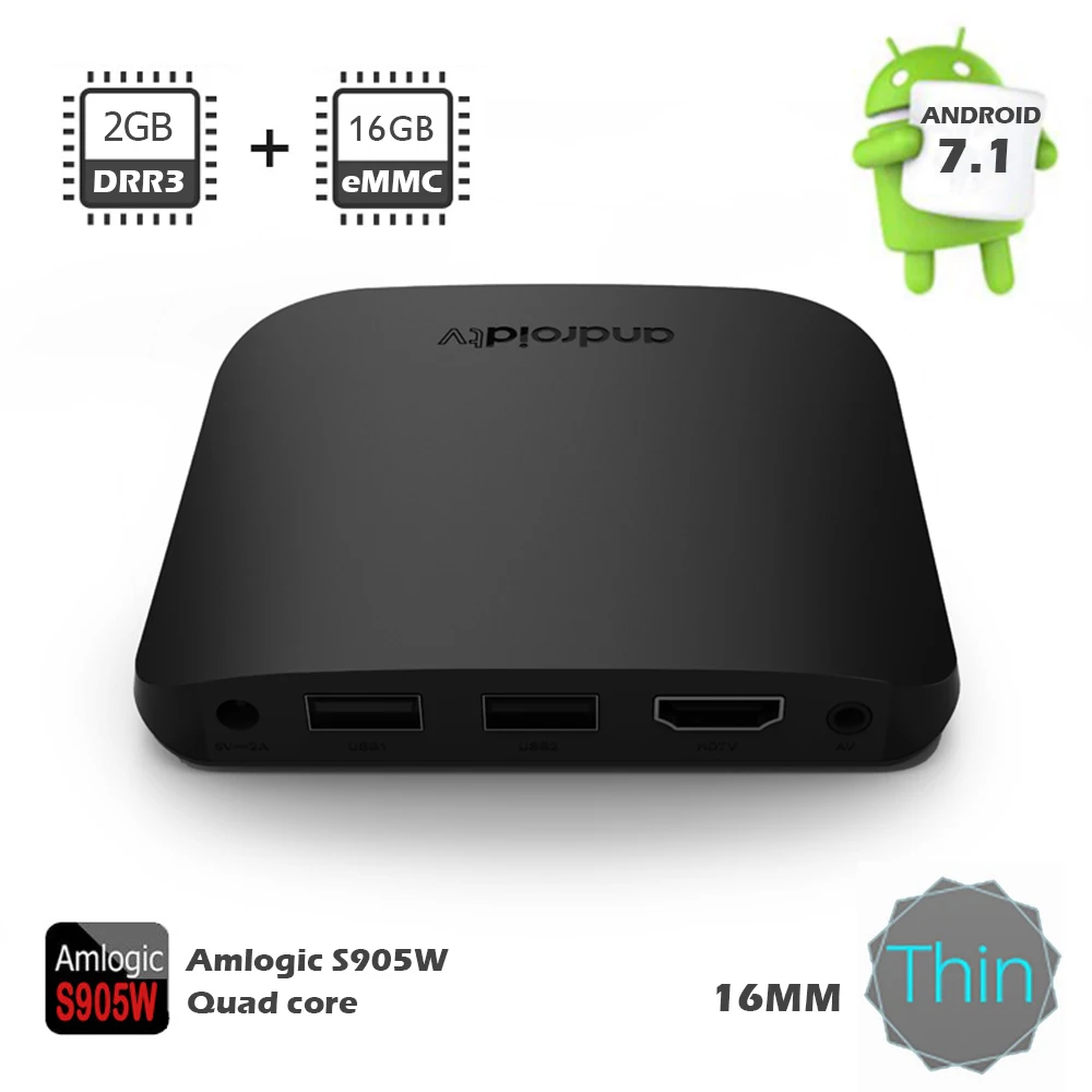 Mecool M8S PLUS W Amlogic S905W Android7.1 Smart tv Box 2G ram 16G rom 2,4G WiFi 4K Ультра Тонкий HD телеприставка плеер Поддержка 3D