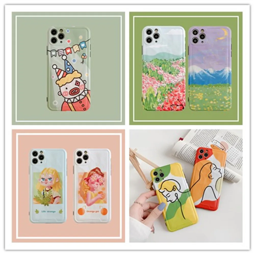 Cute clown circus cartoon soft phone case for iphone 7 8 Plus 11 Pro X XS Max XR anime Color matching lines lovers cover fundas | Мобильные