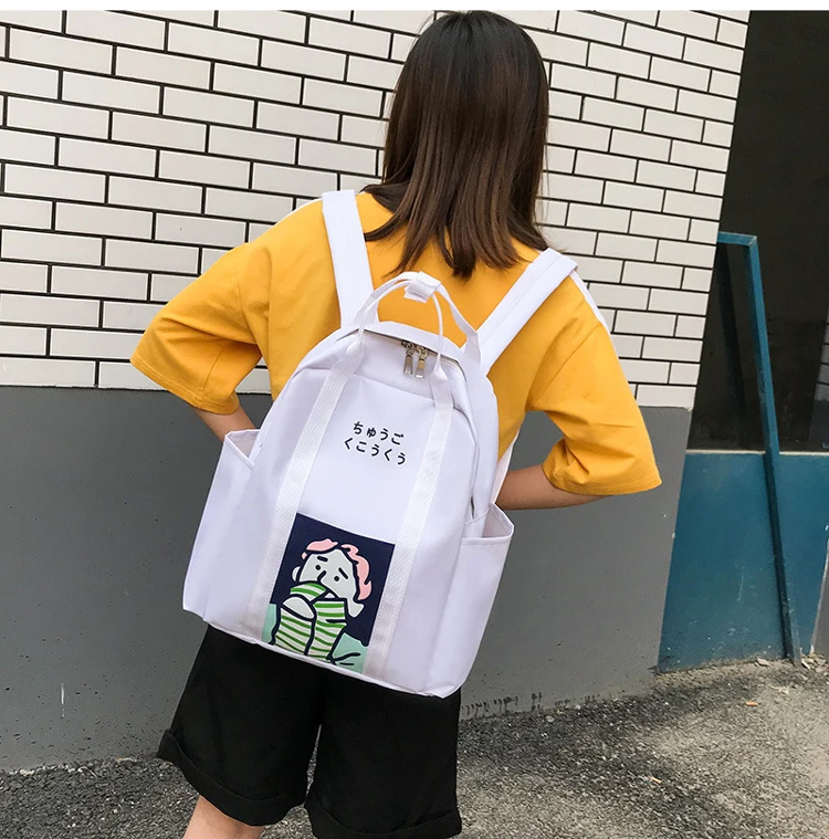 3 шт. Harajuku Ulzzang холщовый женский рюкзак Набор милый узор ранец школьные сумки для подростков Студенческая сумка для книг для девочек и мальчиков ранец