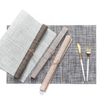 

Placemats Set of 6 Non-Slip Washable PVC Heat Resistant Table Mats for Dining Table Kitchen Mats 18x12 Inch Rectangle