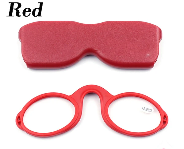 WEARKAPER, зажим для носа, переносной, отдыха, круглая оправа, очки для чтения, для мужчин и женщин, очки по рецепту, с брелоком, чехол 1,0-3,5 - Цвет оправы: Красный
