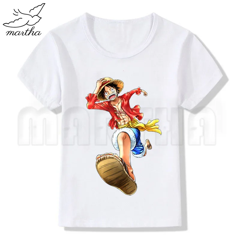 WhiteA Цельнокроеная LUFFY белая футболка для маленьких девочек летние повседневные футболки с короткими рукавами для мальчиков детские модные топы, летняя футболка для девочек - Цвет: WhiteA