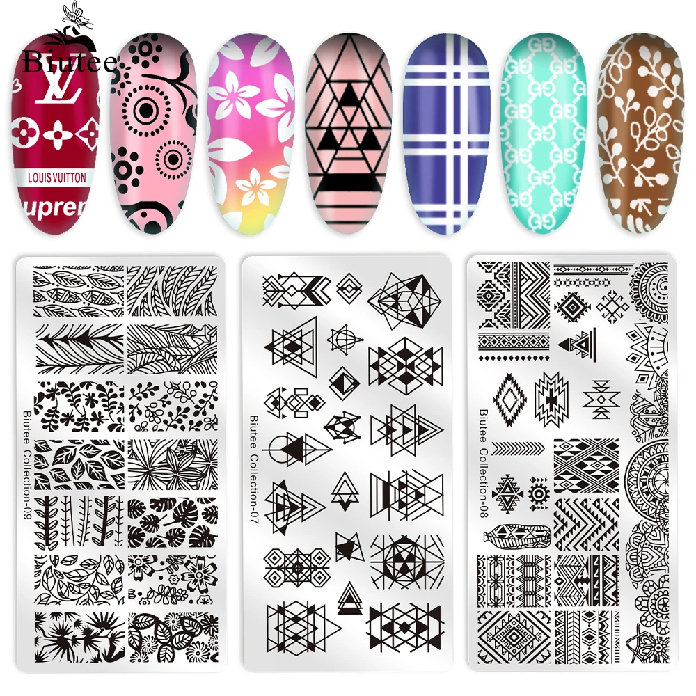 Штамповочная пластина для ногтей Biutee печать дизайна шаблоны из нержавеющей