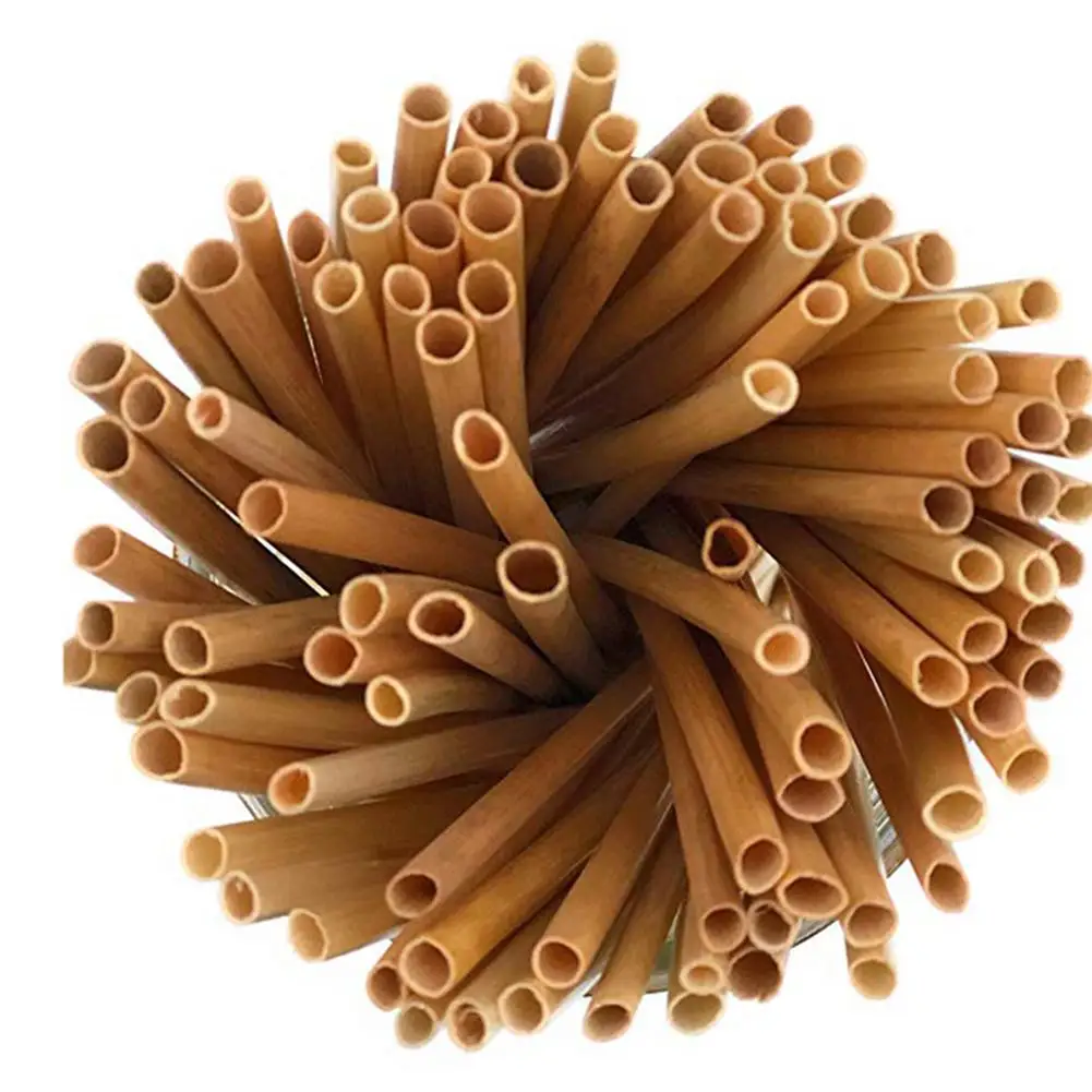 

100Pcs/Set Environmentally Friendly Degradable Disposable Wheat Straw Drinking Sucker Home Cafe Drinkware Supplies