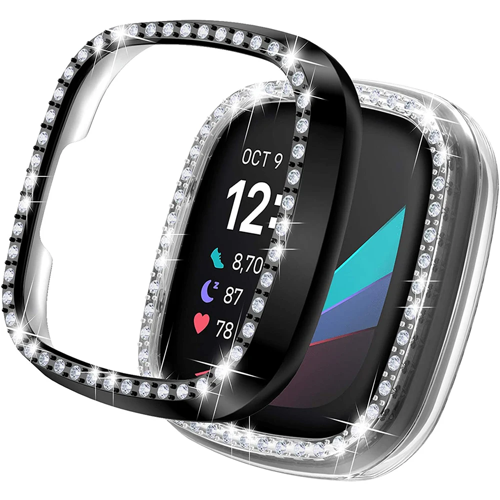 Чехол для Fitbit Versa 3 &amp Sense блестящий чехол женщин и девочек с кристаллами